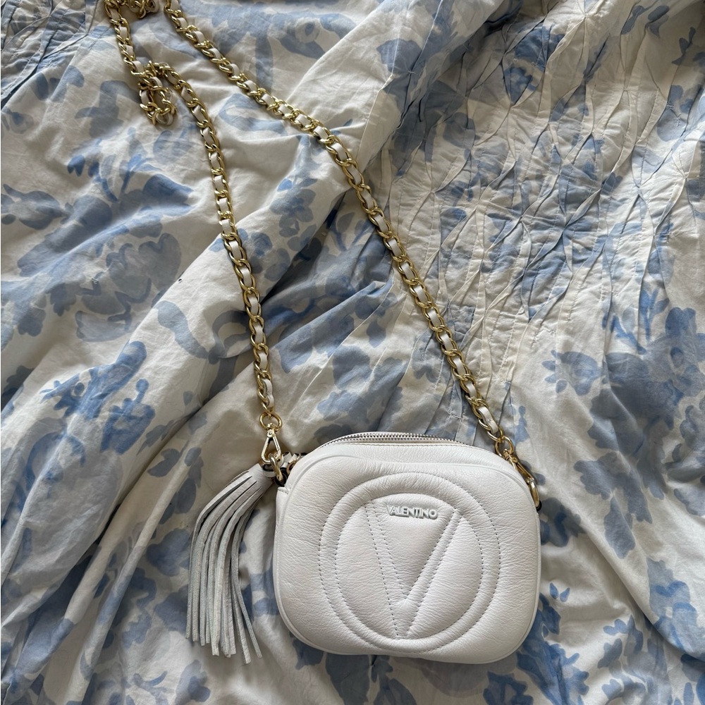 Valentino Gold Chain White Crossbody Bag